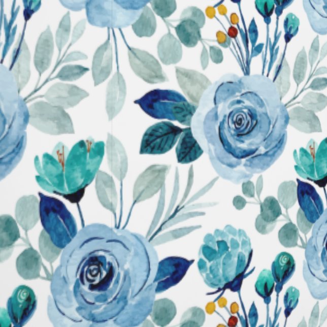 Blaufarbenes Blumenmuster Tapete (Naht)