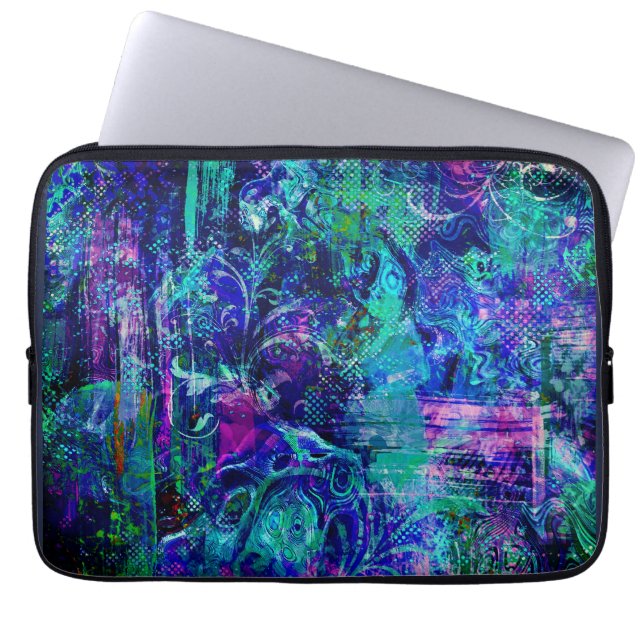 Blaufarbige Texturen Laptopschutzhülle (Vorderseite)