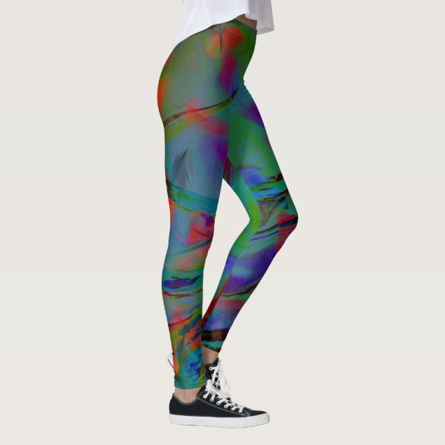 Blaufedern abstrakt leggings (Rechts)