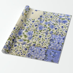 Blauflora-Patchwork-Steppdecke Geschenkpapier