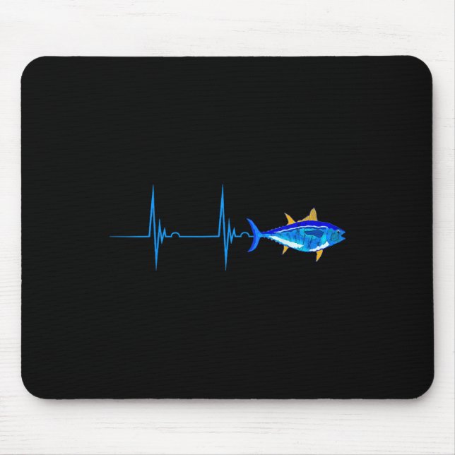 Blauflossenthunfisch Heartbeat Ekg Pulseline Deep  Mousepad (Vorne)