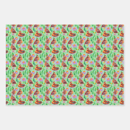 Blauflügelente Aquamarine Enten in einem Marschmus Geschenkpapier Set