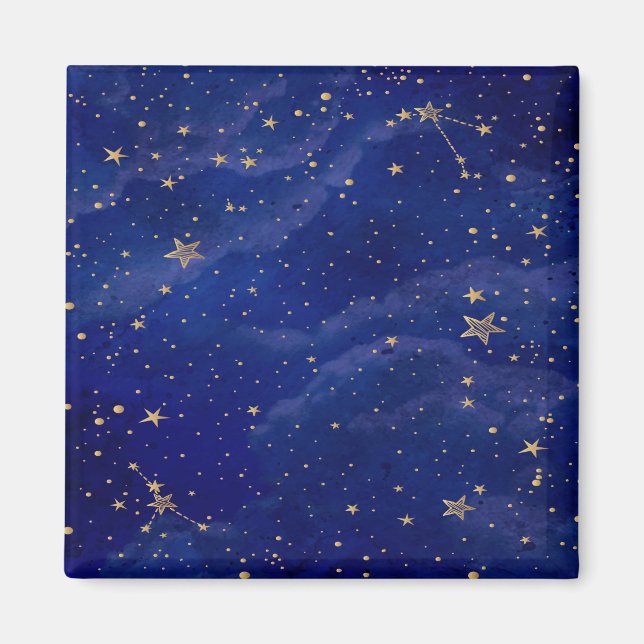 Blaugalaxie mit goldenen Sternen Magnet (Vorne)