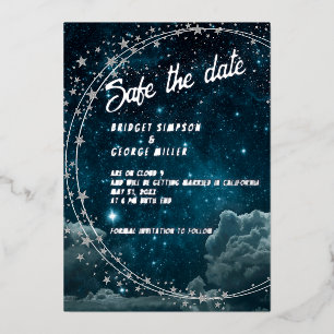 Blaugalaxie Wolke 9 Hochzeit sicher das Datum Folieneinladung