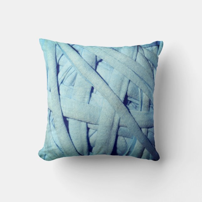 Blaugarndetails Linien Textur Polster Kissen (Vorderseite)