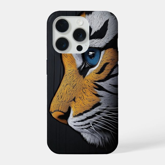 Blaugäugige Tiger-Kunst iPhone Hülle (Rückseite)