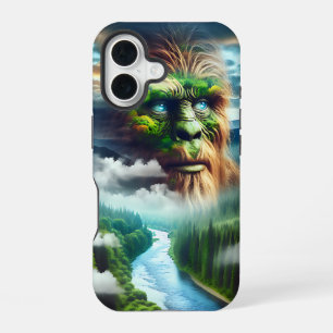 Blaugäugiger Bigfoot in den Bergen iPhone 16 Hülle