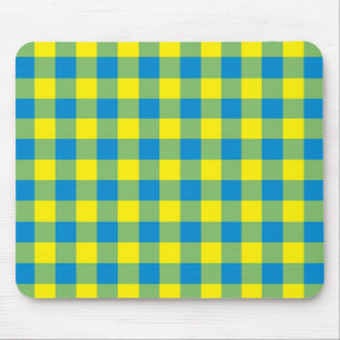 Blaugelb-grünes Kariertes Schachbrett Muster Mousepad