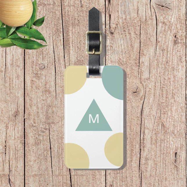 Blaugelb Modernes geometrisches Monogramm Gepäckanhänger (Von Creator hochgeladen)