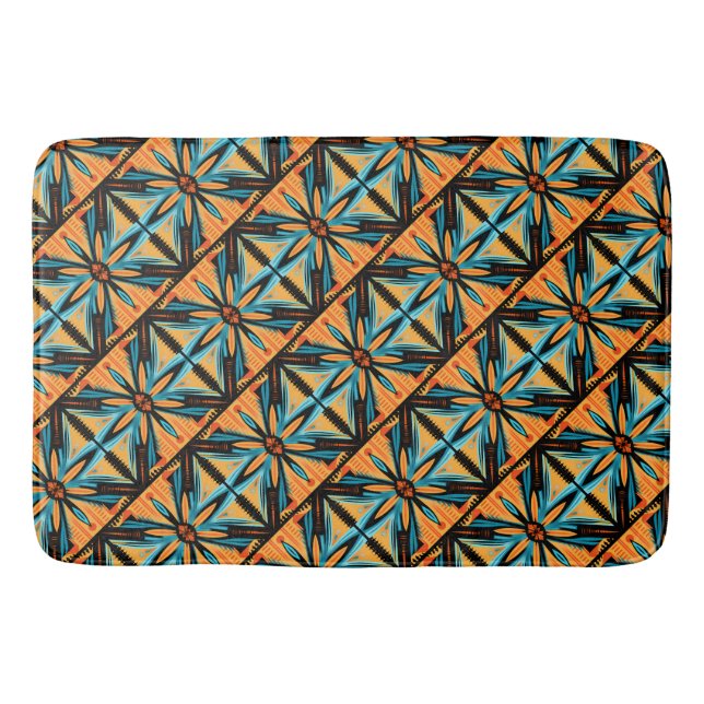Blaugelb-orangefarbenes Mosaik Badematte (Vorderseite)