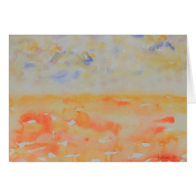 Blaugelb und orange Horizont Wasserfarbe (Vorderseite (Horizontal))