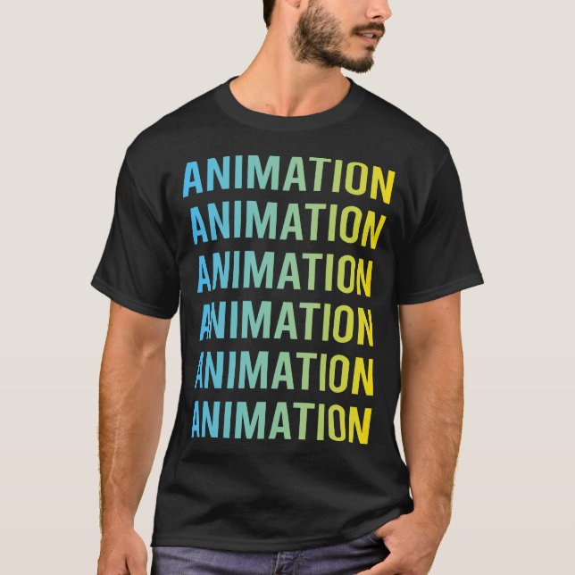 Blaugelbe Animation T-Shirt (Vorderseite)
