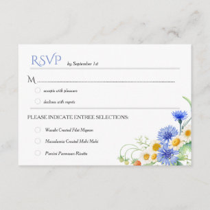 Blaugelbe Aquarellfarben-Wildblumen, die RSVPs hoc RSVP Karte