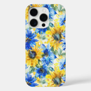 Blaugelbe Blumen Geburtstag iPhone 16 Pro Hülle