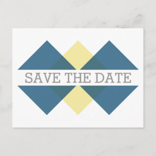 Blaugelbe geometrische Triade Save the Date Postka Ankündigungspostkarte