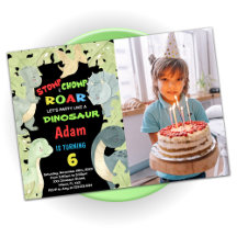 Blaugelbe grüne Dinosaurier Geburtstag mit Foto