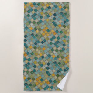 Blaugelbe grüne Mosaikfliese Strandtuch