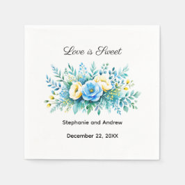 Blaugelbe Liebe ist süße Hochzeit Serviette