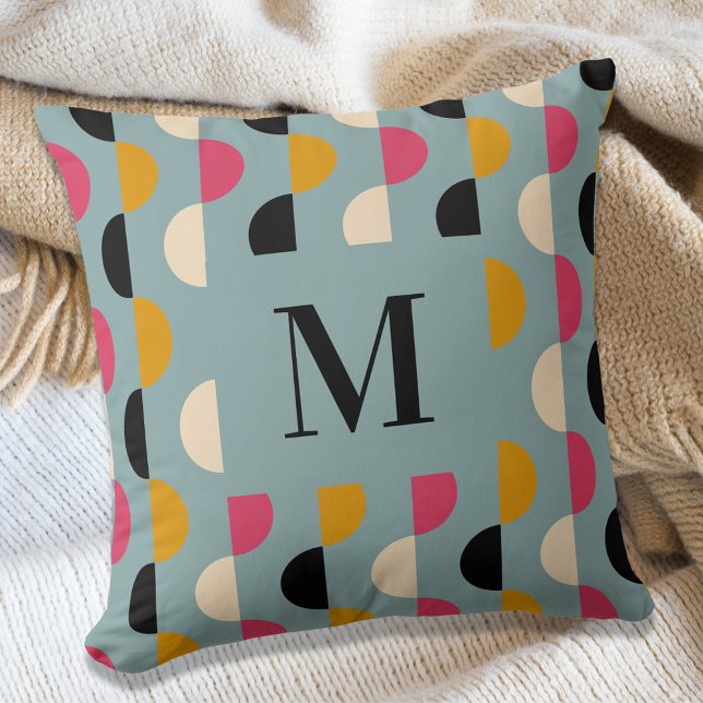 Blaugelbe Rosa-Kreismuster-Retro Kissen (Von Creator hochgeladen)