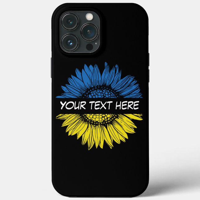 Blaugelbe Sonnenblume. Eigener Text. Personalisier Case-Mate iPhone Hülle (Rückseite)