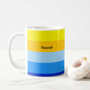 Blaugelbe Streifenmuster Sommer Personalisiert Kaffeetasse