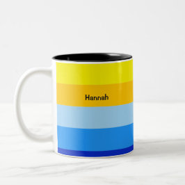Blaugelbe Streifenmuster Sommer Personalisiert Kaffeetasse