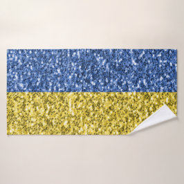 Blaugelbe ukrainische Flagge Glitzer Imitate Glitz Badehandtuch