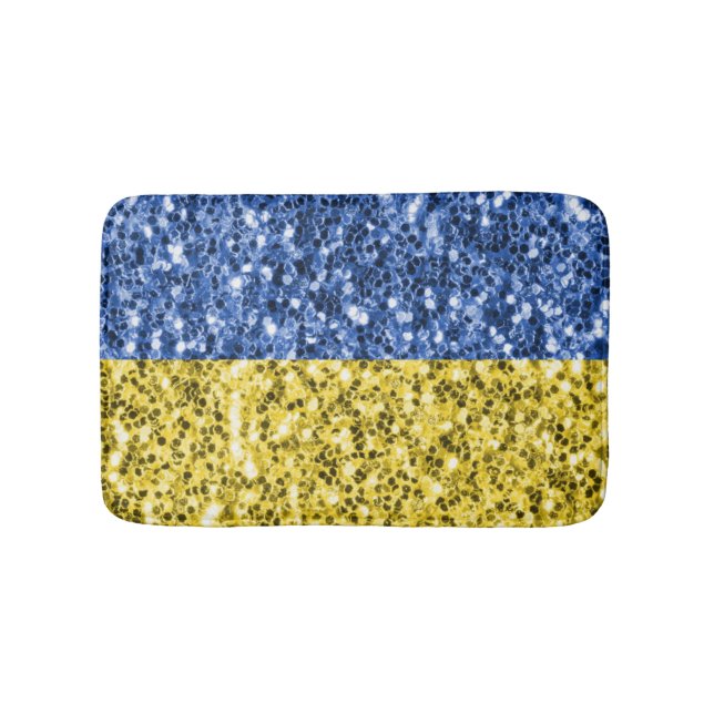 Blaugelbe ukrainische Flagge Glitzer Imitate Glitz Badematte (Vorderseite)