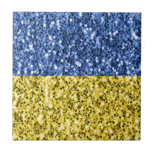 Blaugelbe ukrainische Flagge Glitzer Imitate Glitz Fliese