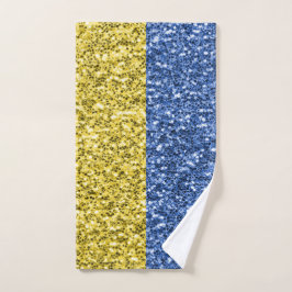 Blaugelbe ukrainische Flagge Glitzer Imitate Glitz Handtuch