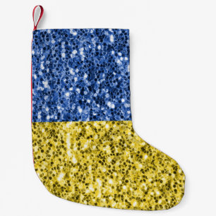 Blaugelbe ukrainische Flagge Glitzer Imitate Glitz Kleiner Weihnachtsstrumpf