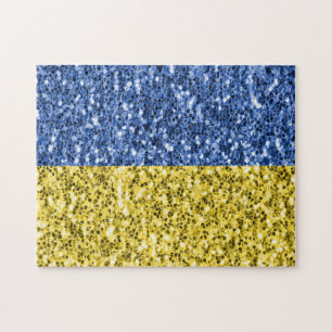 Blaugelbe ukrainische Flagge Glitzer Imitate Glitz Puzzle