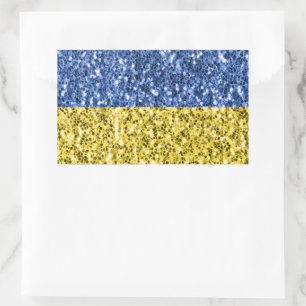 Blaugelbe ukrainische Flagge Glitzer Imitate Glitz Rechteckiger Aufkleber