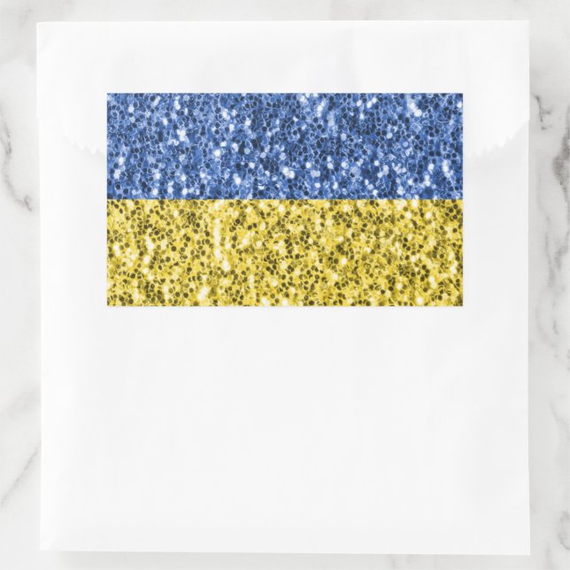 Blaugelbe ukrainische Flagge Glitzer Imitate Glitz Rechteckiger Aufkleber (Tasche)