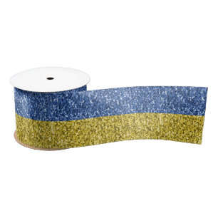 Blaugelbe ukrainische Flagge Glitzer Imitate Glitz Satinband