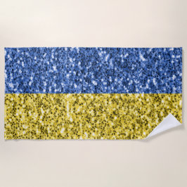 Blaugelbe ukrainische Flagge Glitzer Imitate Glitz Strandtuch