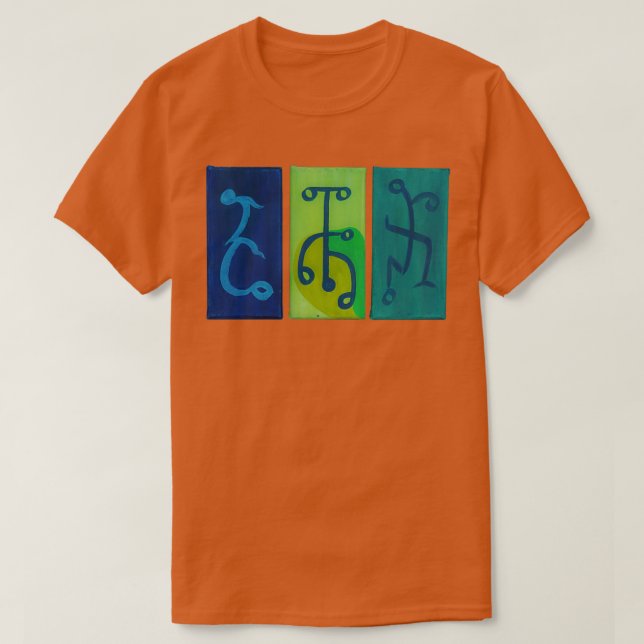 Blaugelbe und grüne Tänzer T-Shirt (Design vorne)