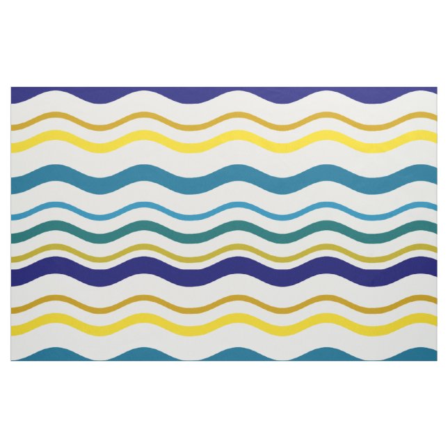 Blaugelbe Waves Stoff (Fat Quarter (45,7 x 55,9 cm))