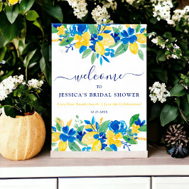 Blaugelbe Zitronen Begrüßung Brautparty Poster