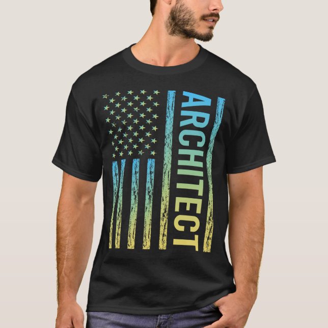 Blaugelber Architekt T-Shirt (Vorderseite)