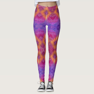 Blaugelber Diamantbaum Leggings
