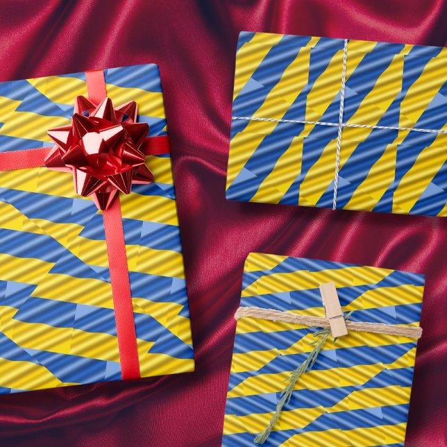 Blaugelber Friedensankrieg Ukraine Inspirierter St Geschenkpapier Set (Von Creator hochgeladen)