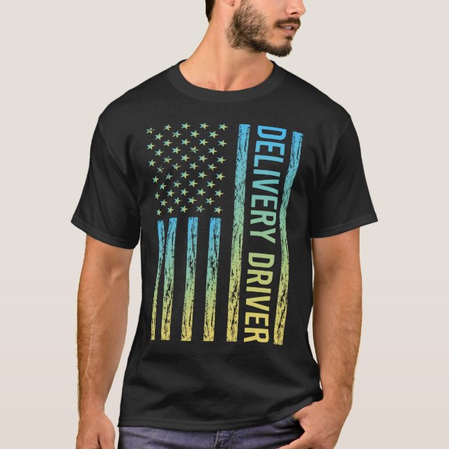 Blaugelber Liefertreiber T-Shirt (Vorderseite)