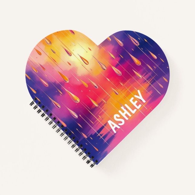 Blaugelber Regen fällt Wasserfarbenmalerei ab Notizbuch (Vorderseite)