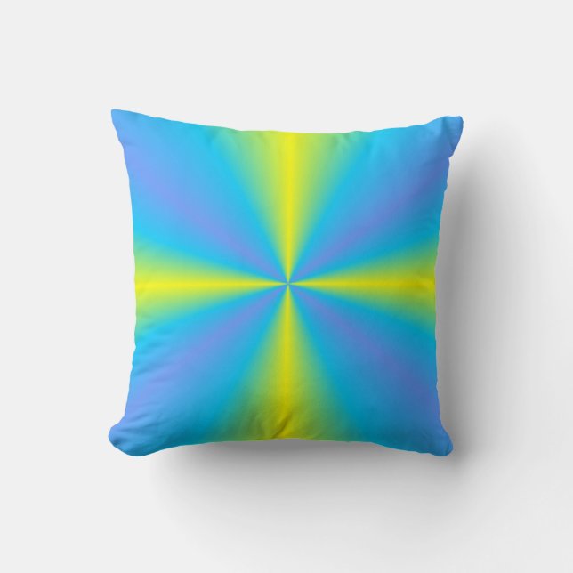 Blaugelber Regenbogen Kissen (Vorderseite)