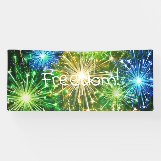 Blaugelbes Feuerwerk Banner (Horizontal)