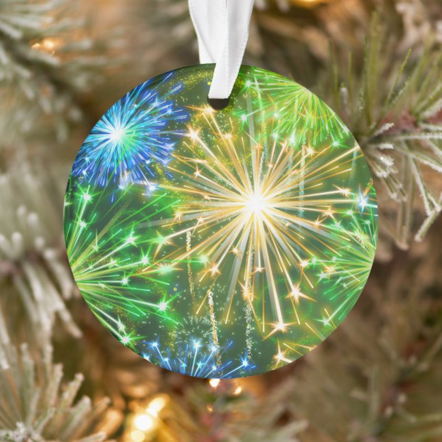 Blaugelbes Feuerwerk Ornament (Baum)