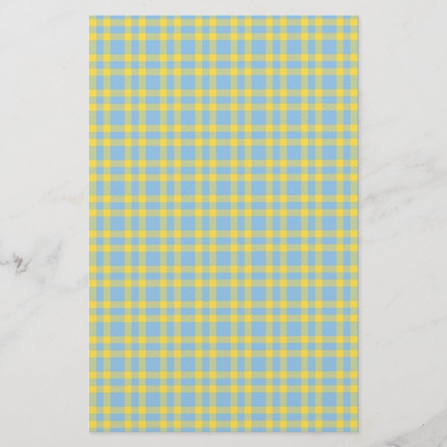 Blaugelbes Karomuster Briefpapier (Vorderseite)
