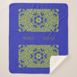 Blaugelbes Weave-Muster Sherpadecke