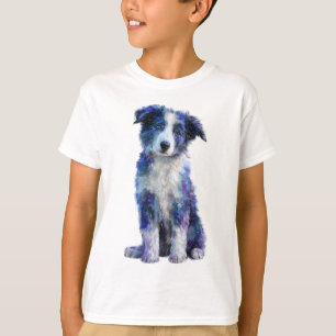 Blaugemalter Border Collie Welpe Kinder T-Shirt